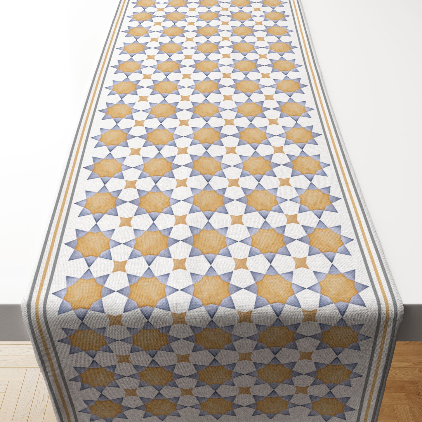 Golden Islamic Stars Table Runner