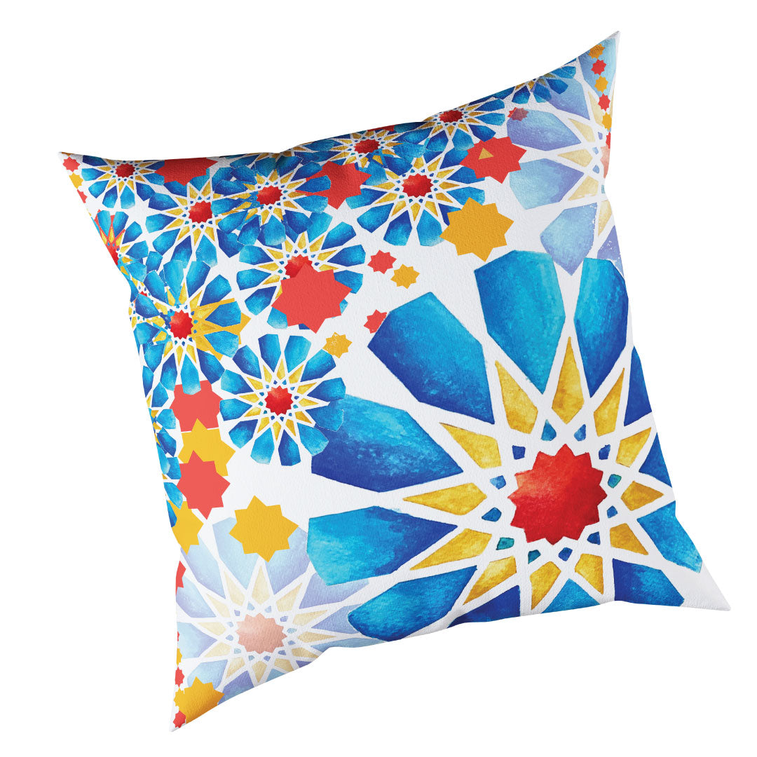 Blue Islamic Stars Cushion Cover