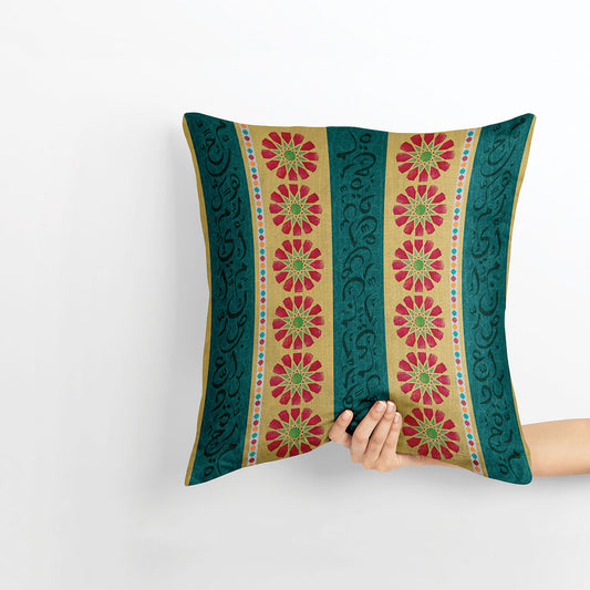 Green Calligraphy Cushion Cover