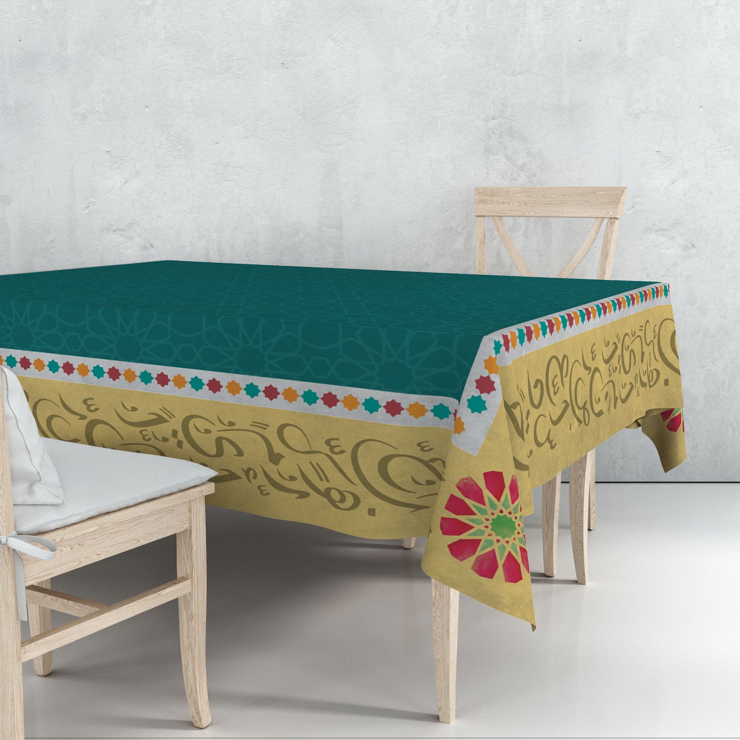 Green Calligraphy Tablecloth