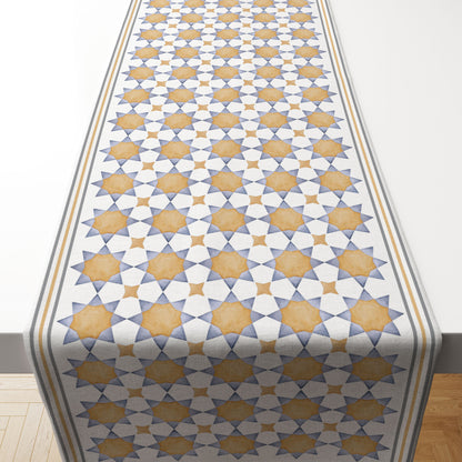 Golden Islamic Stars Table Runner