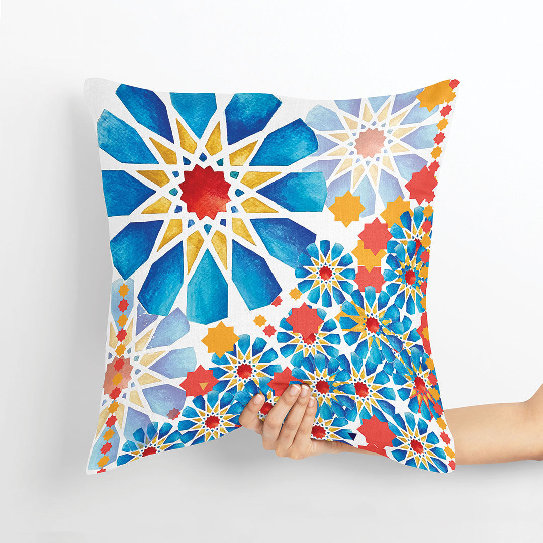Blue Islamic Stars Cushion Cover