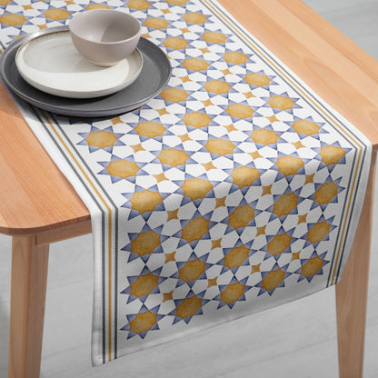 Golden Islamic Stars Table Runner