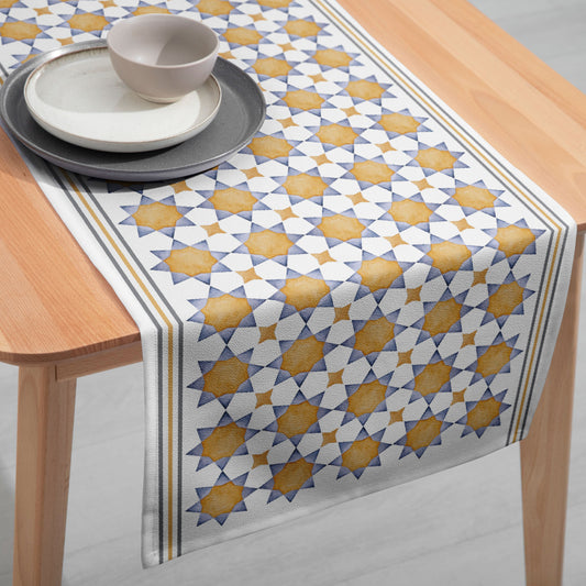 Golden Islamic Stars Table Runner