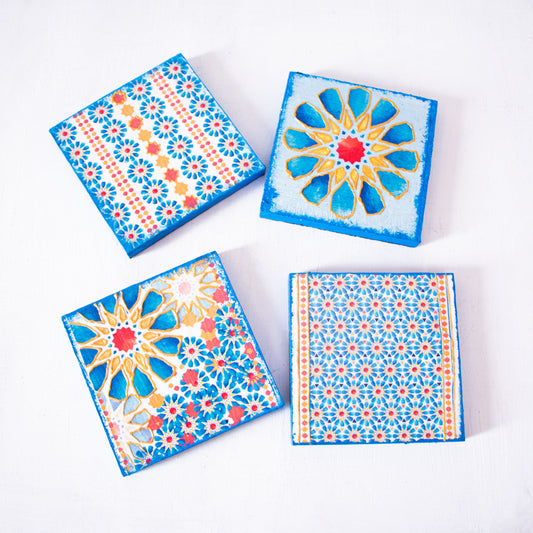 Blue Islamic Stars Coasters 4 pieces