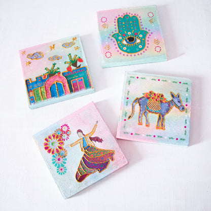 Charm of Egypt coasters wooden tray