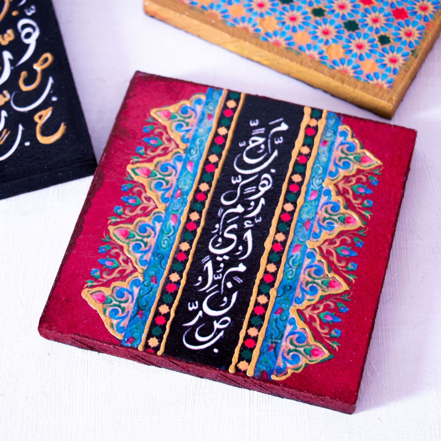 Arabesque coasters wooden tray