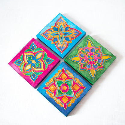Arabic Blossom coasters wooden tray