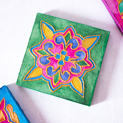 Arabic Blossom coasters wooden tray
