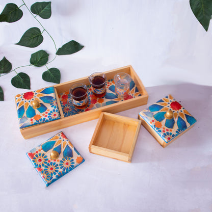 Blue Islamic Star Nuts Tray 4 pieces