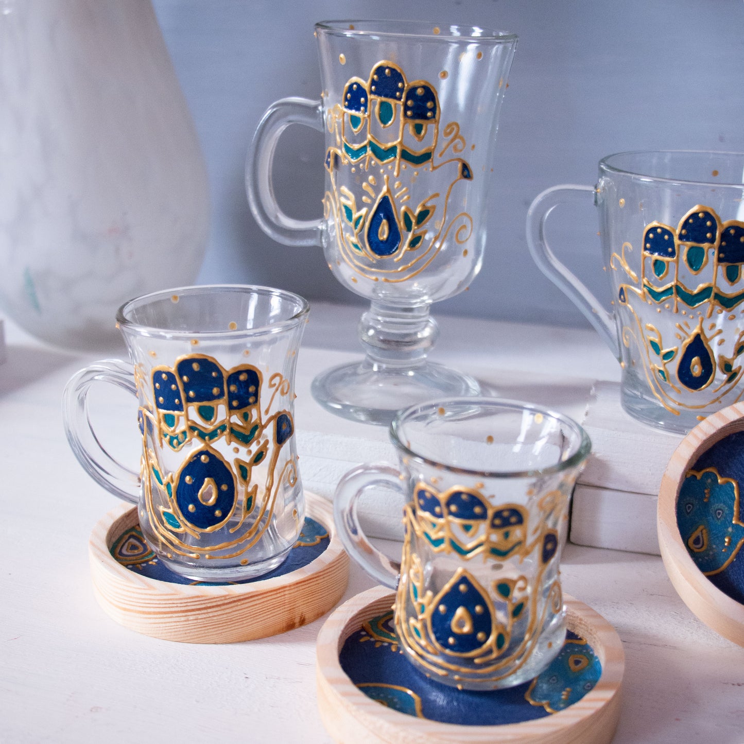 Kaf Cups + Wooden Coasters