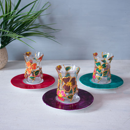 Hand painted Flora Glass Cups