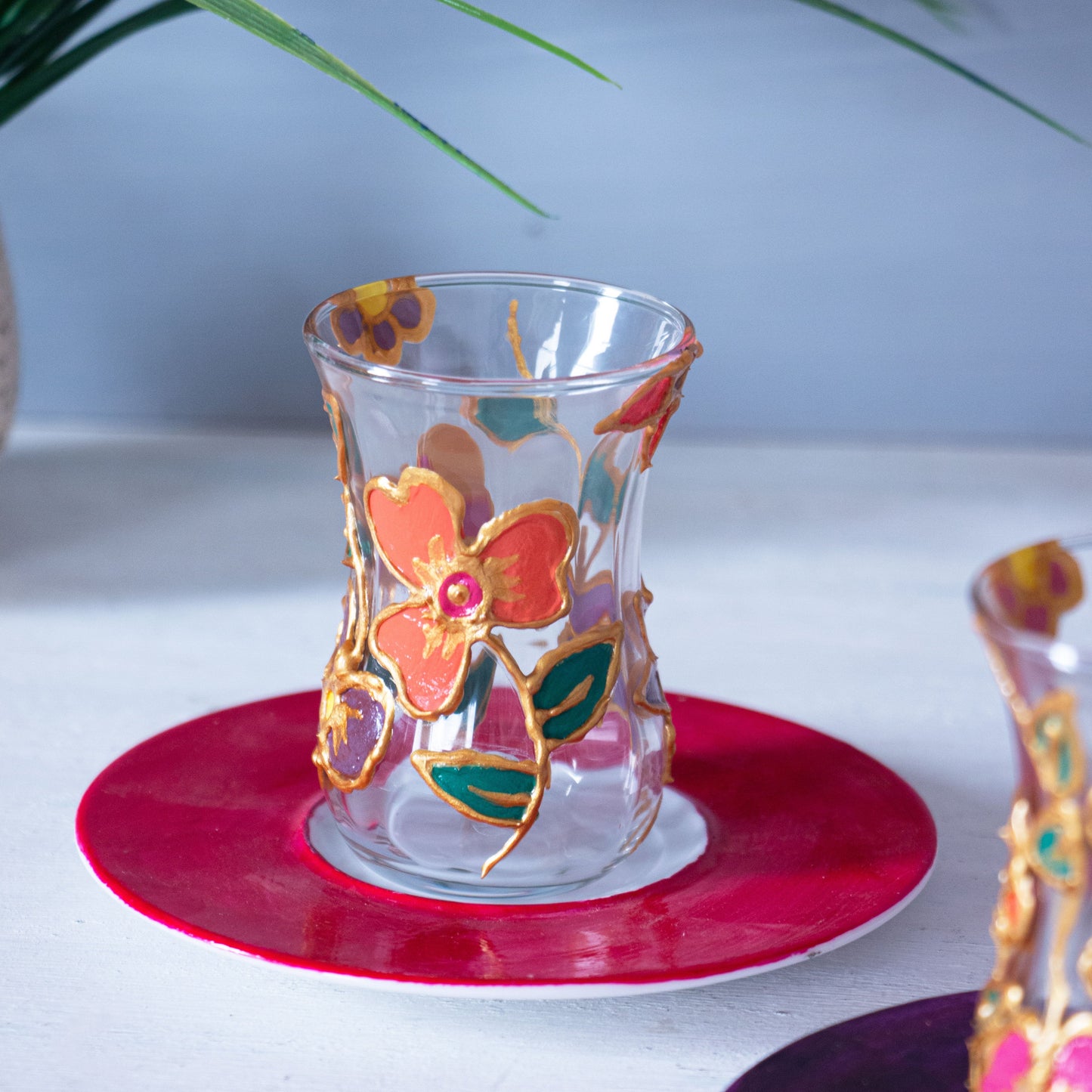 Hand painted Flora Glass Cups