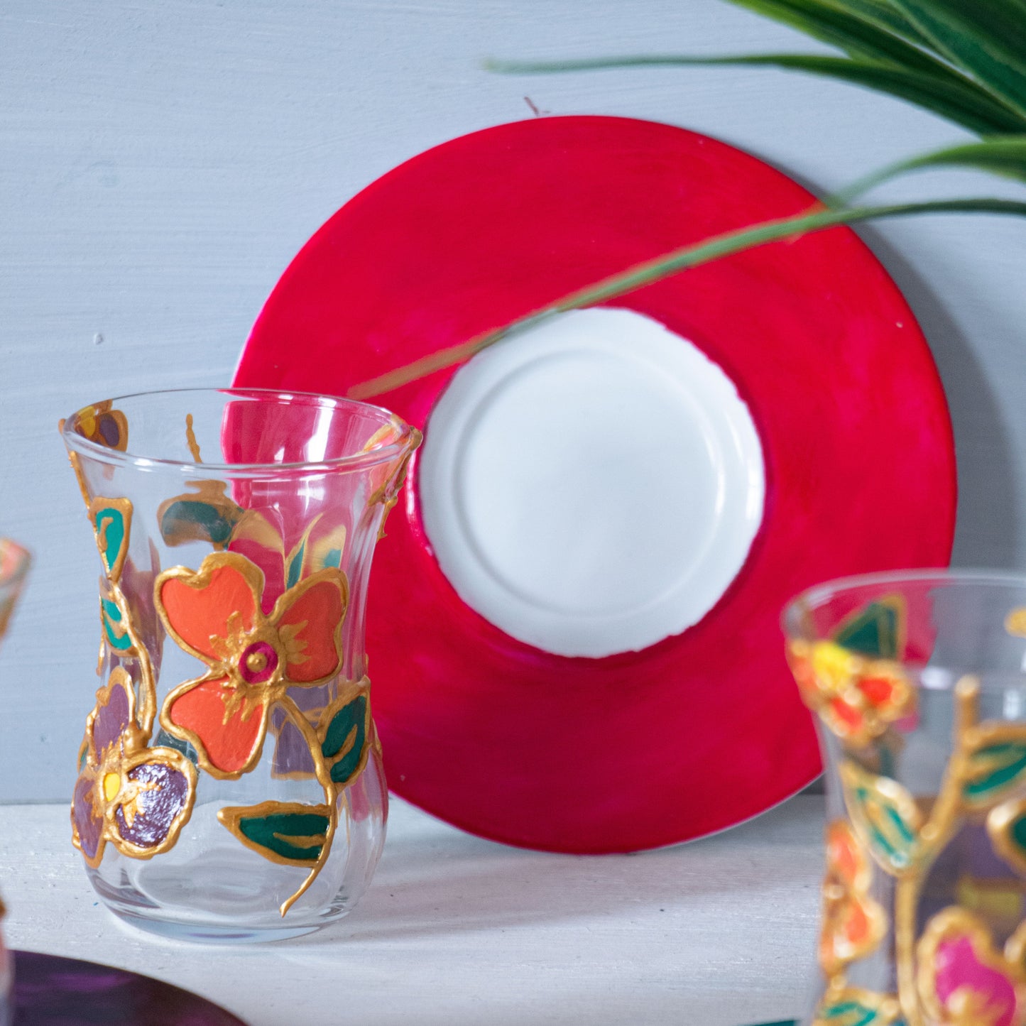 Hand painted Flora Glass Cups