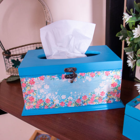 Blue Roses Tissue Box
