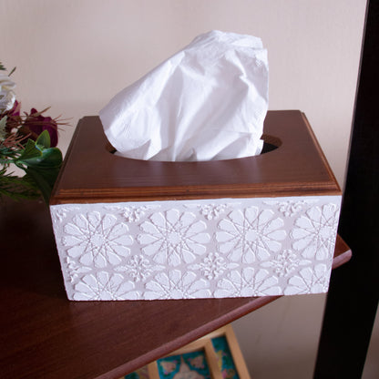 Tissue Box Off white Islamic Stars