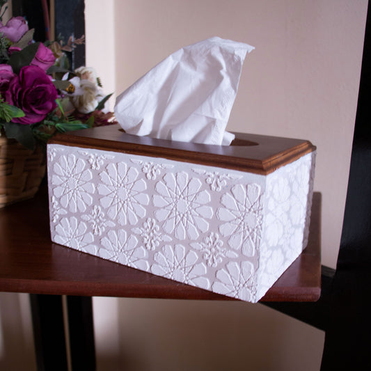 Tissue Box Off white Islamic Stars