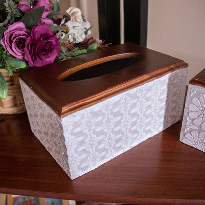 Tissue Box Off white Islamic Pattern
