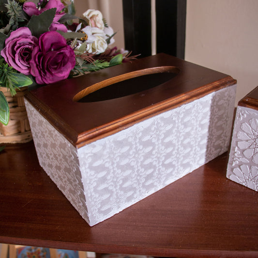 Tissue Box Off white Islamic Pattern