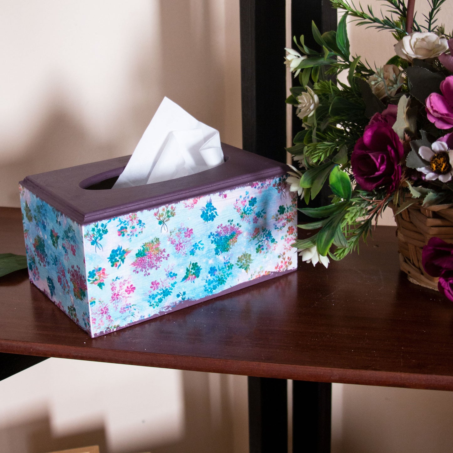 Purple roses Tissue Box