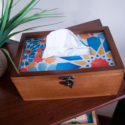 Blue Stars Islamic Tissue Box