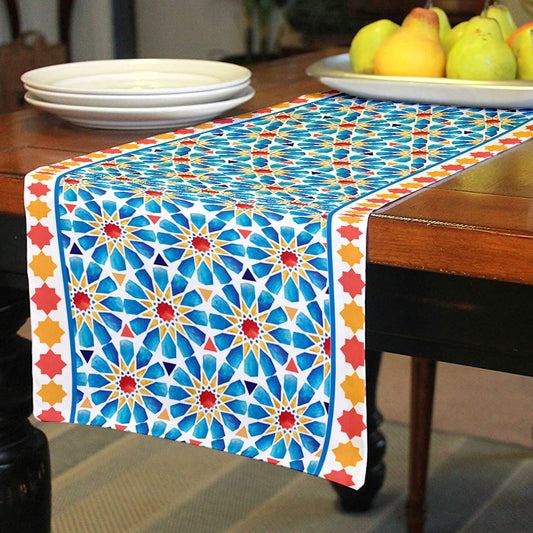 Blue Islamic Stars Table Runner