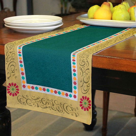 Green Calligraphy Table Runner